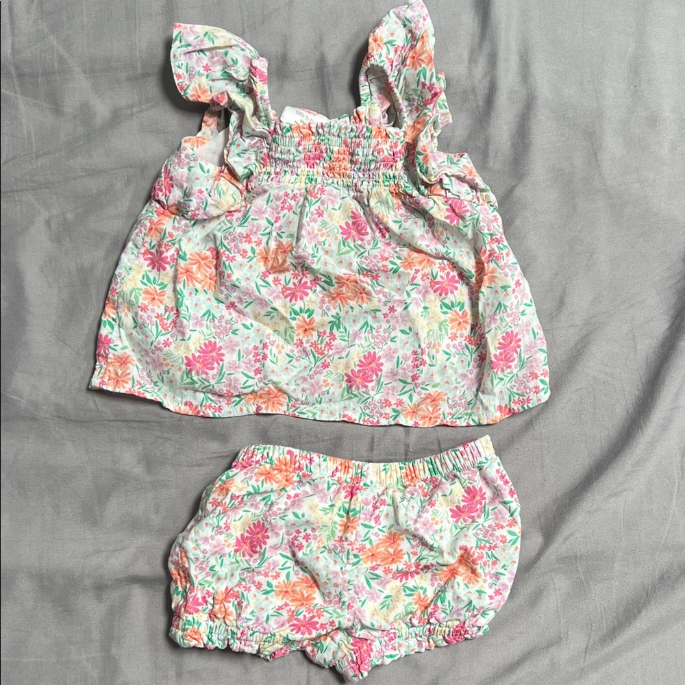 jumping beans Floral Ruffle Tank & Bloomers - Pink, Green, Orange